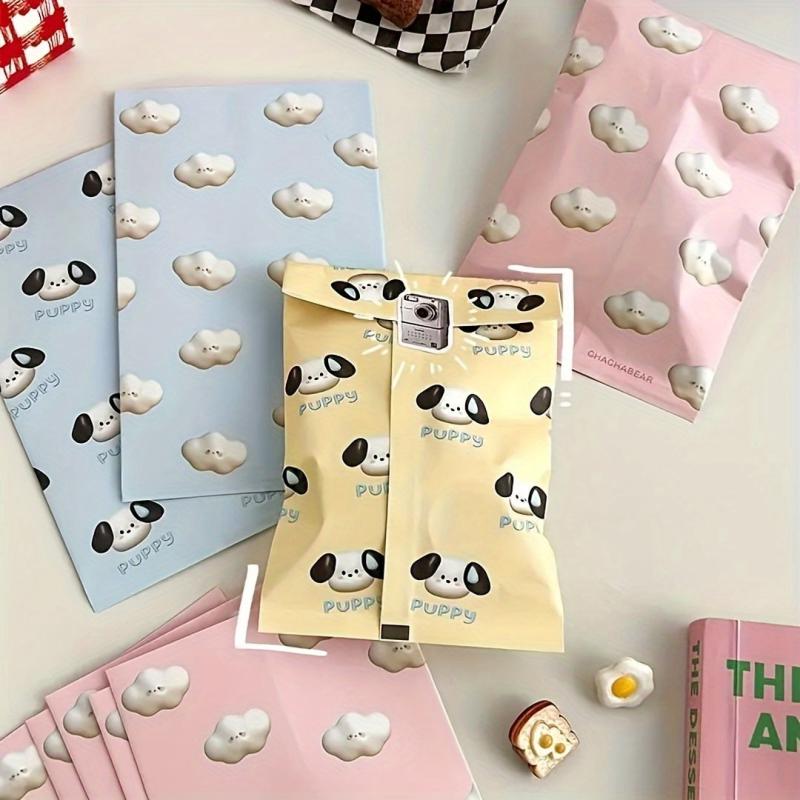50pcs Cartoon Gift Paper Bag Self-Sealing Zipper for Small Items Storage Snacks