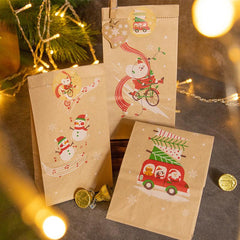 12pcs Christmas Candy Bag Holiday Gift Packaging Paper Bag