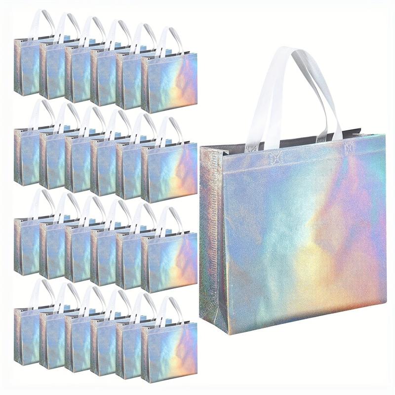 4pcs Reusable Gift Bags Shopping Tote Bags Non-woven Glossy Bulk