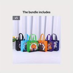 6pcs Halloween Trick Or Treat Bags Small Non Woven Tote Bags With Handles