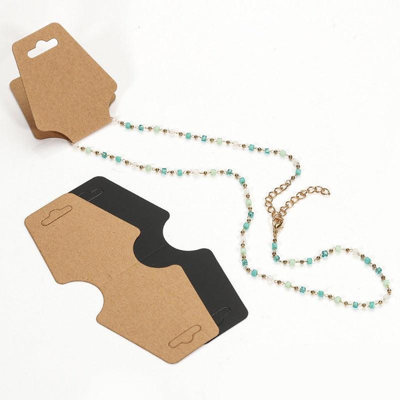 50PCS Foldable Cardboard Necklace Packaging with Rubber Band