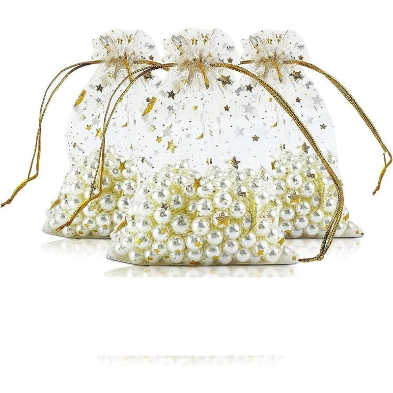 100 Organza Bags Candy Makeup Gift Net Bags Drawstring Goody For Party
