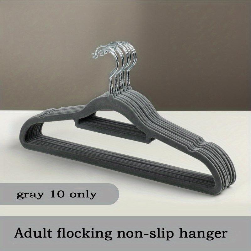 10pcs Flocking Rack Organizer Non-slip Shoulder Hanger For Hanging Clothes