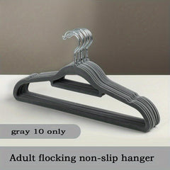 10pcs Flocking Rack Organizer Non-slip Shoulder Hanger For Hanging Clothes