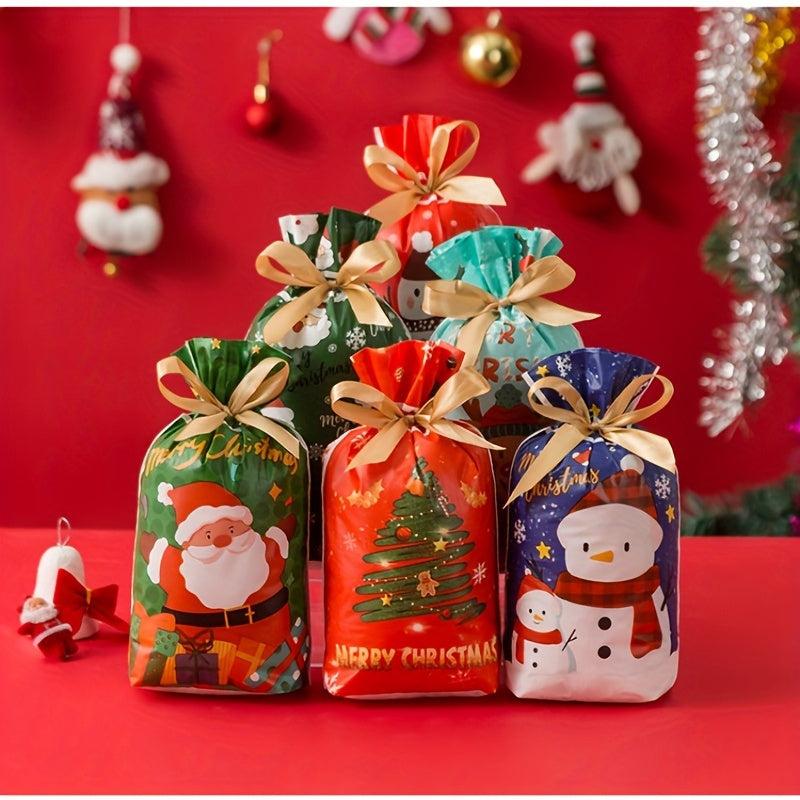 10pcs Christmas Drawstring Gift Bags - Perfect for Candy & More