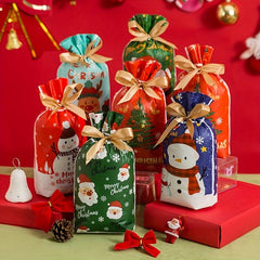 10pcs Christmas Drawstring Gift Bags - Perfect for Candy & More