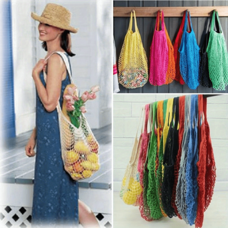 Portable Mesh Bag Supermarket Shopping Vegetable And Fruit Hollow Mesh Bag
