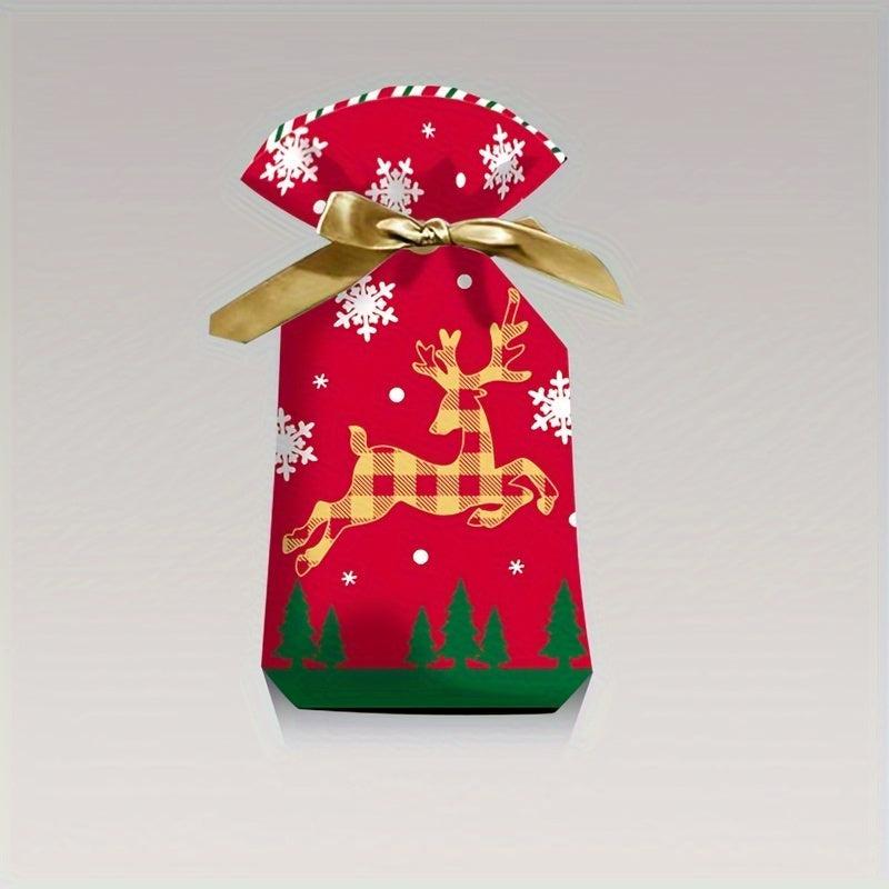 50pcs Christmas Gift Bags Ribbon Drawstring Candy Fruit Festive Party Favors