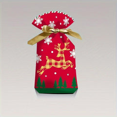 50pcs Christmas Gift Bags Ribbon Drawstring Candy Fruit Festive Party Favors