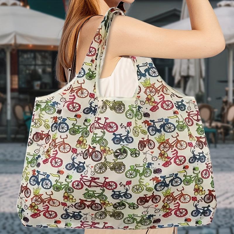 Reusable Grocery Bags With Handles Foldable Washable Shopping Tote Bag