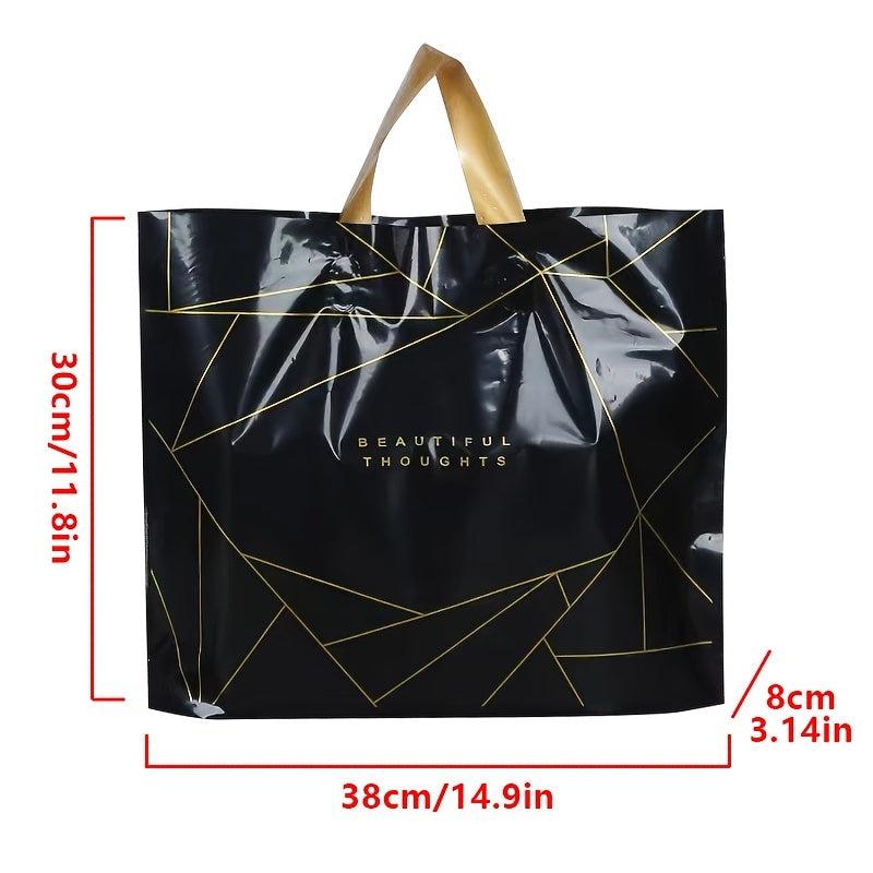 10pcs Striped Plastic Bags With Handles for Clothing Store Packaging
