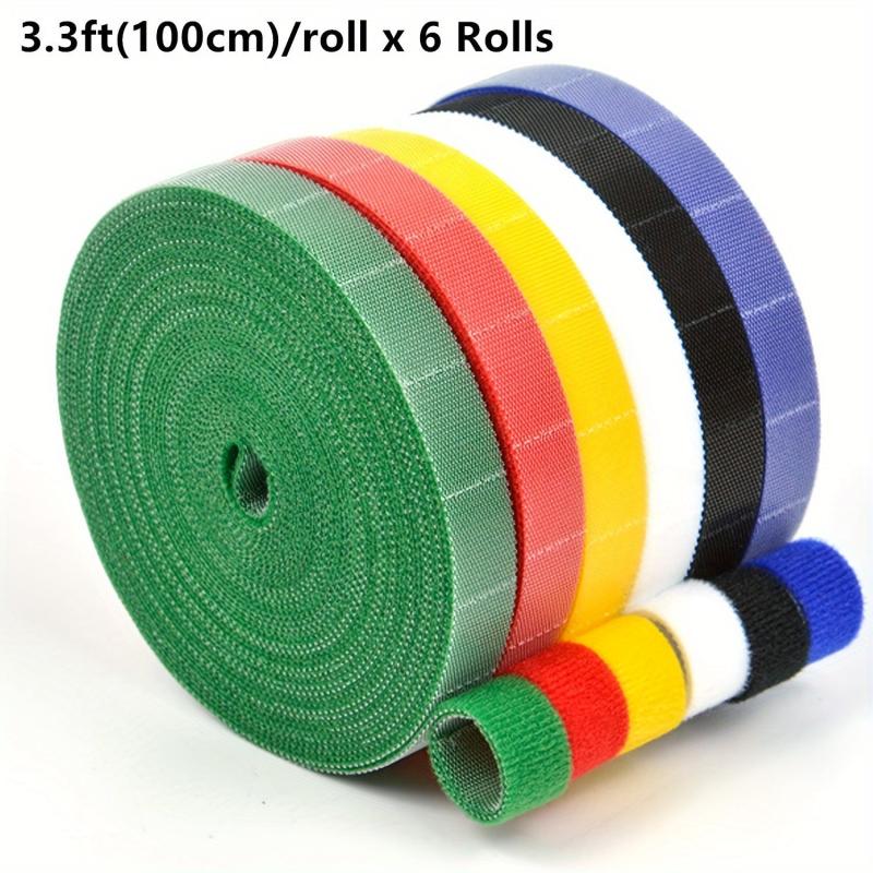 6pcs Double Side Hook And Loop Roll Organizer Straps