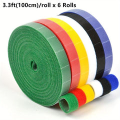 6pcs Double Side Hook And Loop Roll Organizer Straps