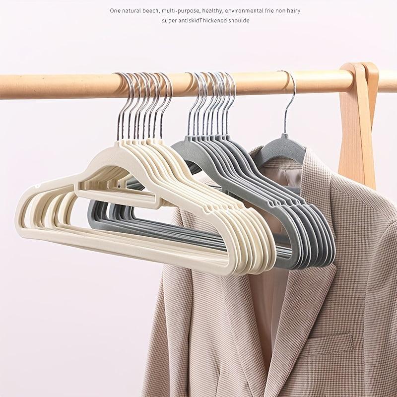 10pcs Pink Flocking Hanger Space Saving Non Slip Stacking