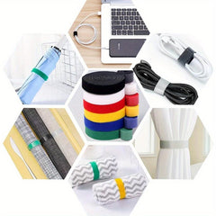 6 Rolls Hook And Loop Straps Reusable Double Side Hook Roll Organizer