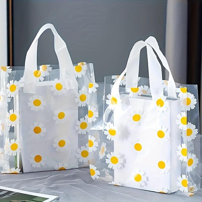 50pcs Small Daisy Sunflower Shopping Tote Bag for Parties and Holidays