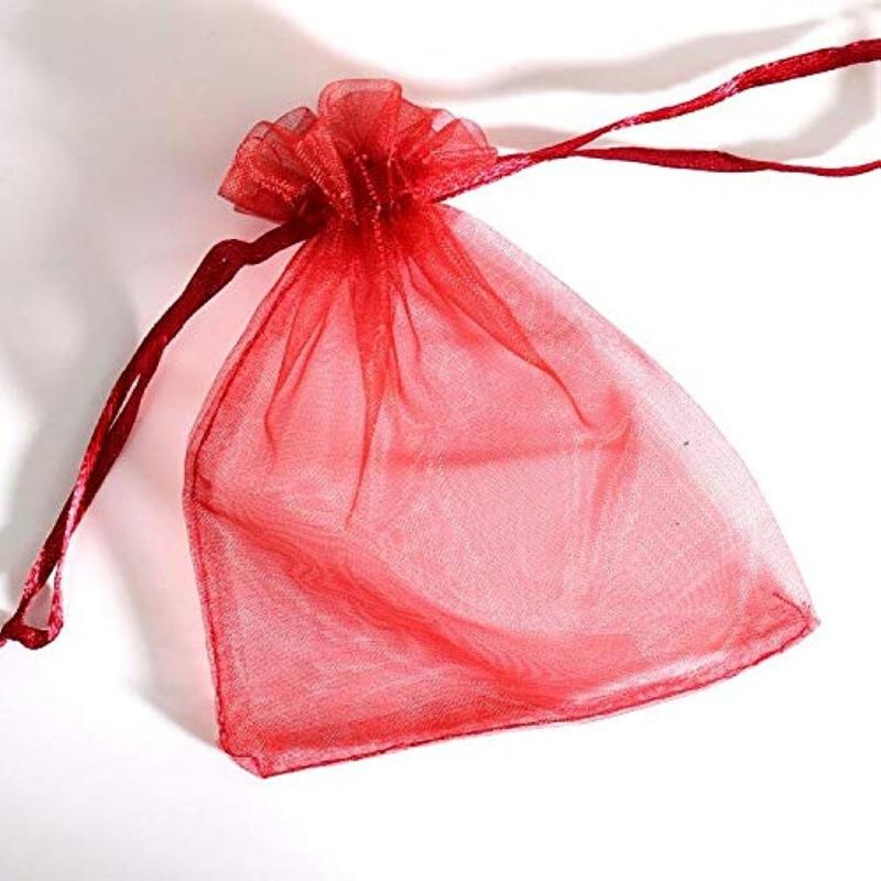 20Pcs Wine Organza Gift Bags Small Mesh Drawstring Christmas Gift