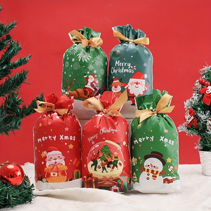 40pcs Mixed Christmas Gift Bags Drawstring Safe Fruit Packaging Party Candy Bags