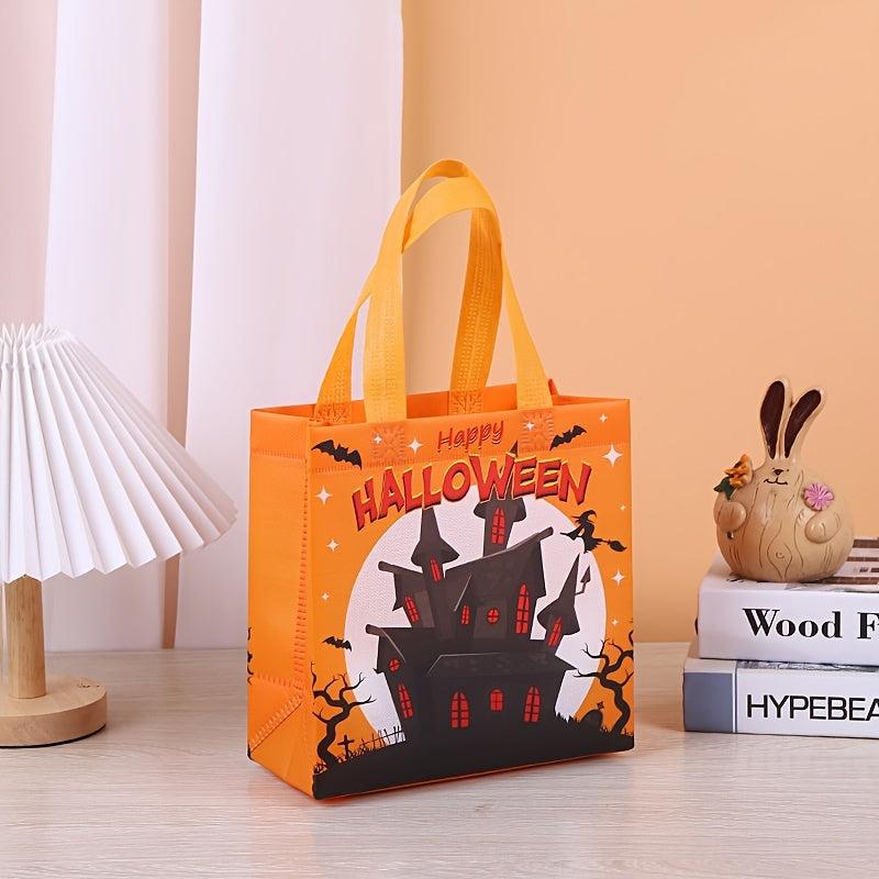 6pcs Halloween Non-woven Tote Bag 3D Heat Pressed Handbag