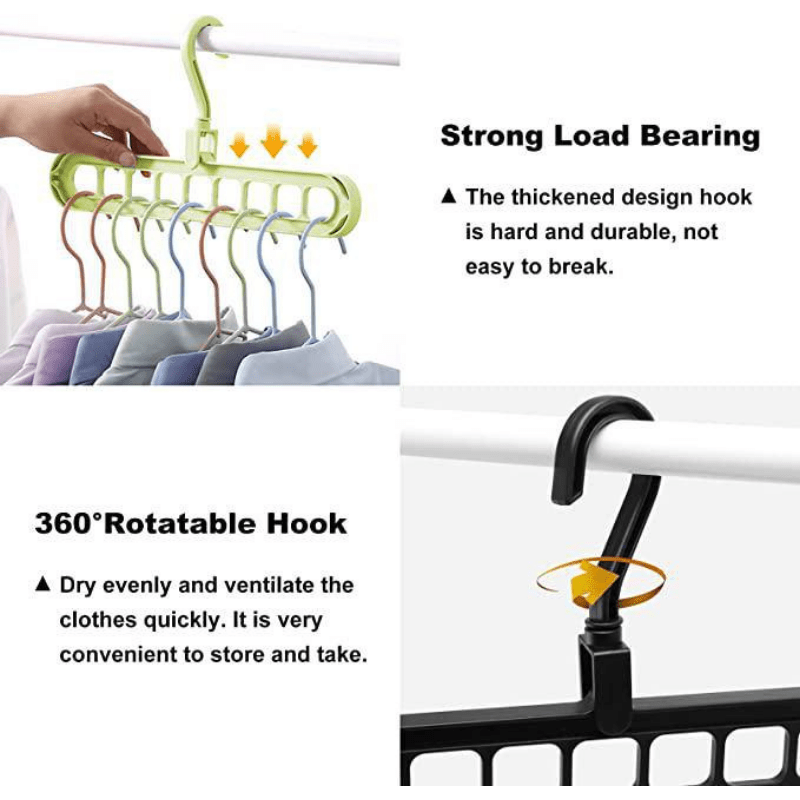 9 Hole 360 Rotating Magic Hangers for Closet Space Maximize