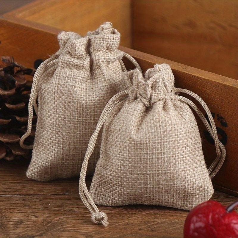10pcs Drawstring Burlap Bag Jute Gift Bags DIY Wedding Favor Gift Bag Packaging