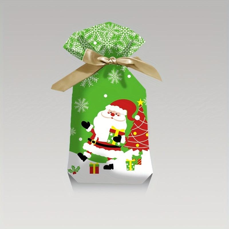 20pcs Christmas Gift Bags Ribbon Drawstring Candy Fruit