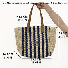 Striped Tote Bag Large Capacity Shoulder Bag