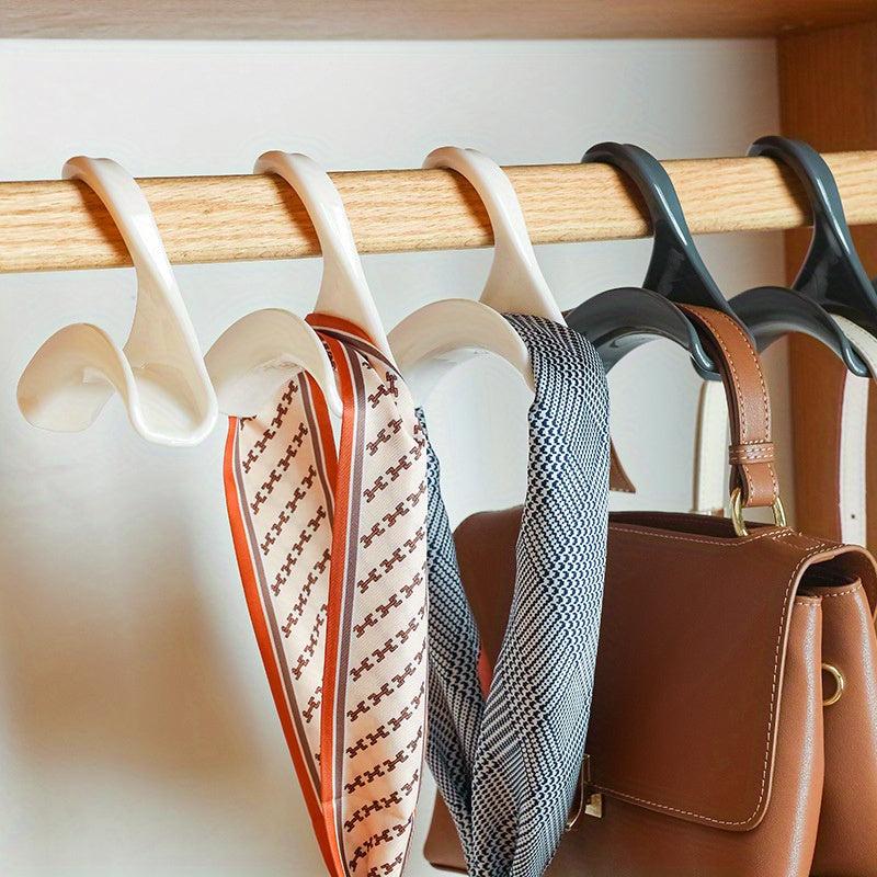 6pcs School Bag Hook Handbag Hat Silky Scarf Storage Rack
