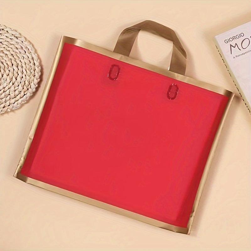 50pcs Christmas Gift Bags Red Golden Edge Shopping Holiday Tote Bags