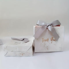 10pcs Marble Pattern Bow Decorative Gift Bags Wedding Sugar Boxs
