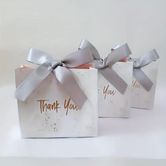 10pcs Marble Pattern Bow Decorative Gift Bags Wedding Sugar Boxs