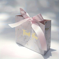10pcs Marble Pattern Bow Decorative Gift Bags Wedding Sugar Boxs