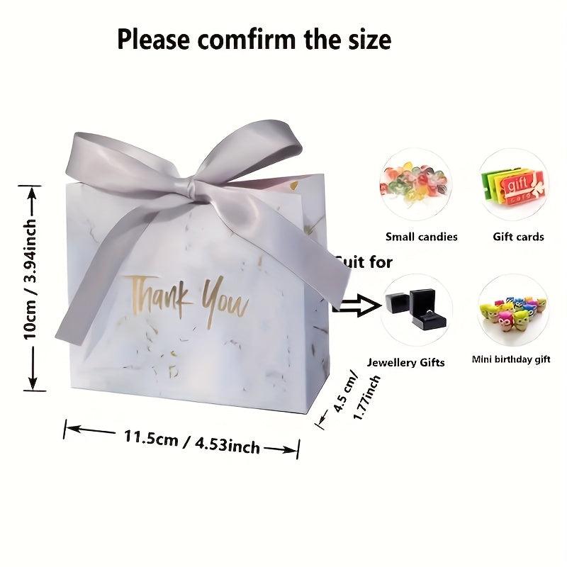10pcs Marble Pattern Bow Decorative Gift Bags Wedding Sugar Boxs