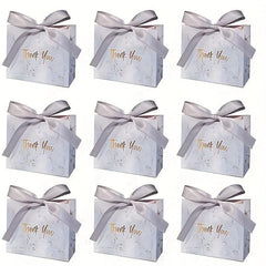 10pcs Marble Pattern Bow Decorative Gift Bags Wedding Sugar Boxs