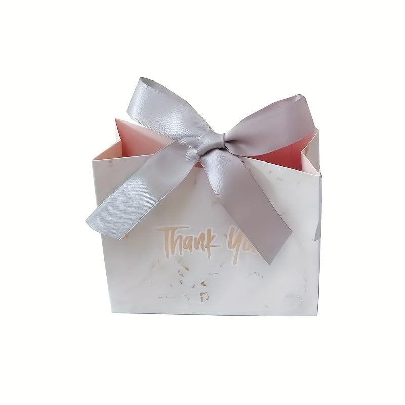 10pcs Marble Pattern Bow Decorative Gift Bags Wedding Sugar Boxs