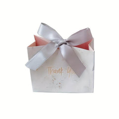 10pcs Marble Pattern Bow Decorative Gift Bags Wedding Sugar Boxs