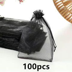 100pcs 4x6 Sheer Organza Gift Bags for Jewelry Weddings & Favors