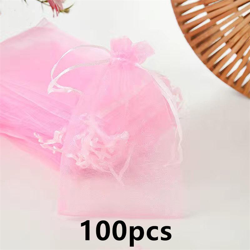 100pcs 4x6 Sheer Organza Gift Bags for Jewelry Weddings & Favors