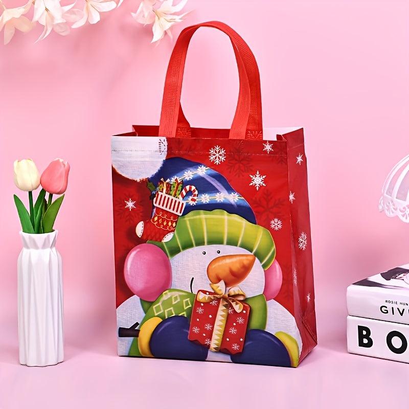 3pcs Christmas Non woven Bag Elk Snowman Tote Bag Large Storage Bag