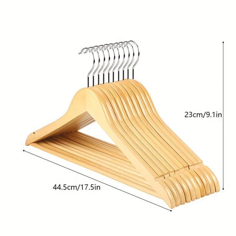 10pcs Solid Wood Baby Hangers with Pants Bar