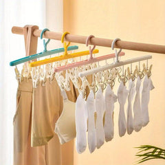 8 Clips Plastic Clothes Drying Hanger Windproof Clothing Rack