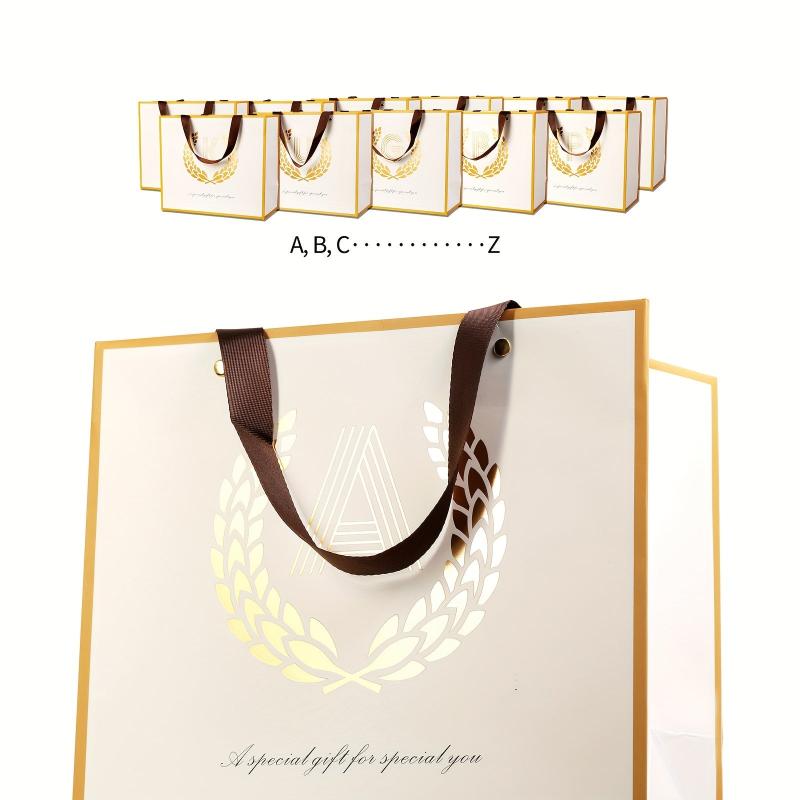 BEEWEEL Large Gift Bag Reusable Initial Letter Gift Bag With Card