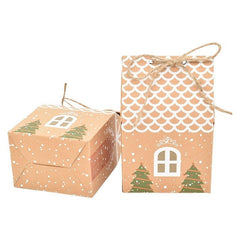 5pcs Christmas House Shaped Candy Box Gift Bags DIY Xmas Cookie Packaging