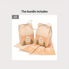 5pcs Christmas House Shaped Candy Box Gift Bags DIY Xmas Cookie Packaging