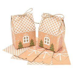 5pcs Christmas House Shaped Candy Box Gift Bags DIY Xmas Cookie Packaging