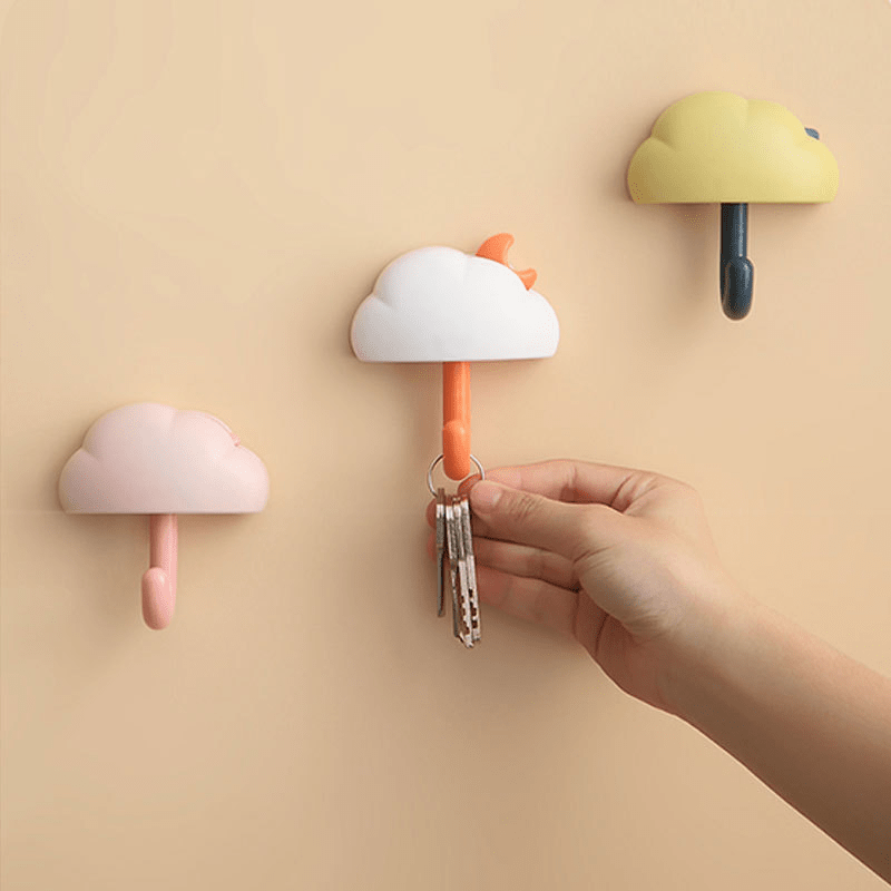 3pcs Cloud Key Holder Wall Adhesive Hanger Organizer