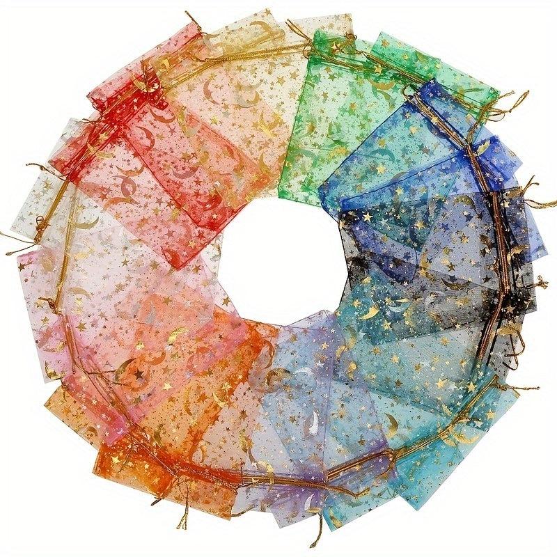 Moon Star Drawstring Organza Bags Jewelry Gift Bag Pouch Favor
