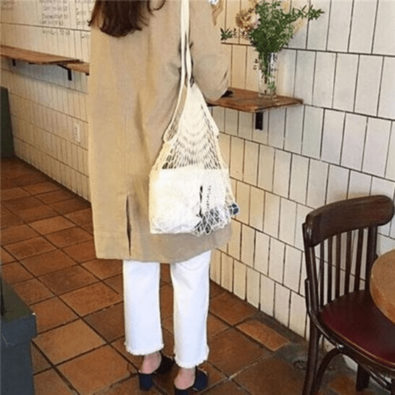 Reusable Fruit String Grocery Shopper Cotton Tote Mesh Bag