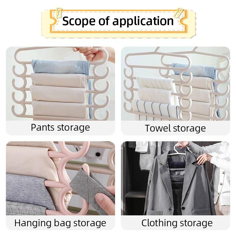 5-Layer Pants Rack Space-Saving Trousers Hanger Closet Organizer
