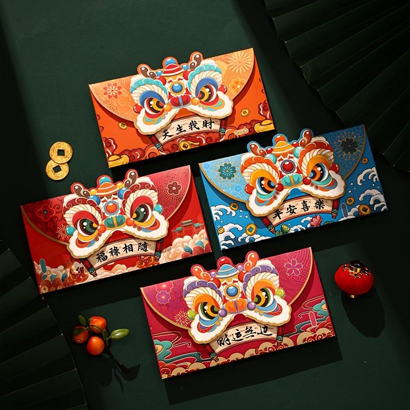 4pcs Dragon Year Spring Blessing Lucky Red Envelopes